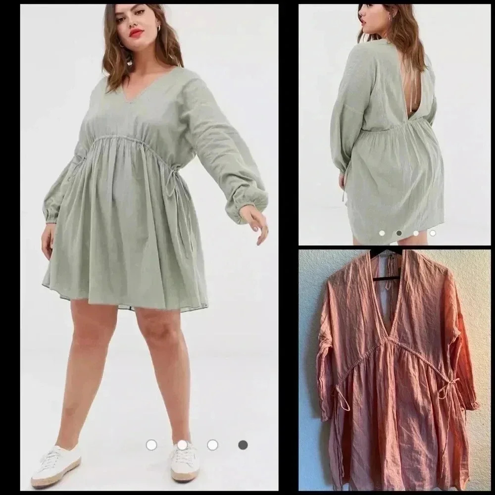 ASOS Curve Sage Green and Coral Dresses